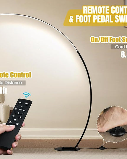 Dimmable LED Floor Lamp with 3 Color Temperatures, Ultra Bright 2000LM Arc Floor Lamps for Living Room, Modern Standing Tall Lamp with Remote Control Reading Floor Lamp for Bedroom Office Classroom - LeafyLoom