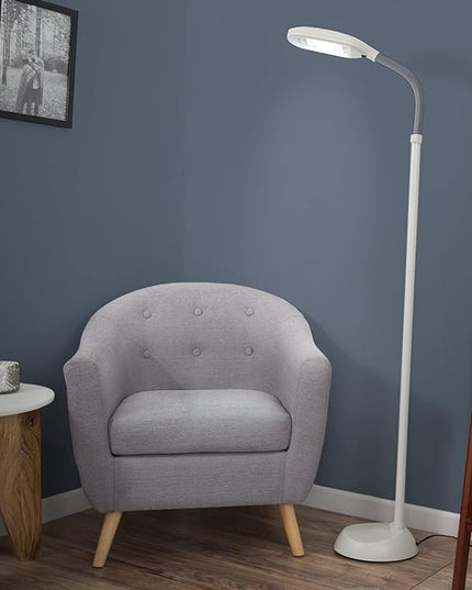 Floor Lamp - Full Spectrum Natural Sunlight Lamp with Bendable Neck - Reading, Craft, Studying, and Esthetician Light by Bedford Home (Beige) - LeafyLoom