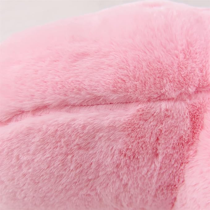 A Nice Night Faux Fur Reading Pillow Bed Wedge Large Adult Children Backrest with Arms Back Support for Sitting Up in Bed/Couch for Bedrest,BabyPink - LeafyLoom