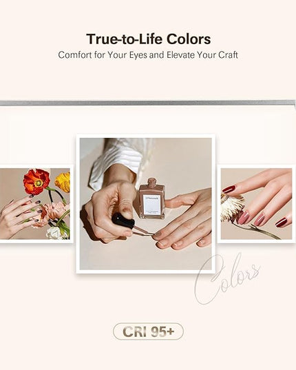 Yofuly Half Moon Nail Desk Lamp, Nail Tech Lamp for Desk, Foldable Desk Lamp for Nails, Half Moon Nail Desk Lamp with 3 Color Temperature 3000k-6500k for Nail, Lash, Tattoo, Skincare (Sliver) - LeafyLoom