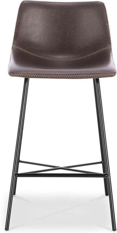 Poly and Bark Counter Stool 24 inches - Counter Height Bar Stools Set of 2 - Sturdy Kitchen Stools with Backs - Comfortable Bar Chair - Modern Countertop-High Chairs, Kitchen Island Barstools – Brown - LeafyLoom