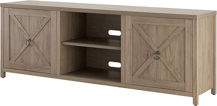 Henn&Hart Rectangular TV Stand for TV's up to 80" in Antiqued Gray Oak, TV Stands for the Living Room - LeafyLoom