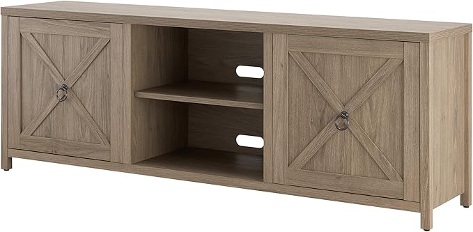 Henn&Hart Rectangular TV Stand for TV's up to 80" in Antiqued Gray Oak, TV Stands for the Living Room - LeafyLoom
