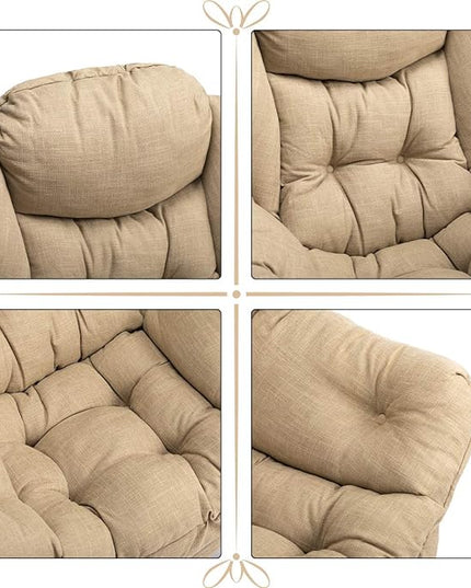 HollyHOME Modern Fabric Large Lazy Chair, Accent Oversized Comfy Reading Chair, Thick Padded Cozy Lounge Chair with Armrest, Leisure Sofa Chair for Living Room, Bedroom, Dorm, Coffee&White - LeafyLoom