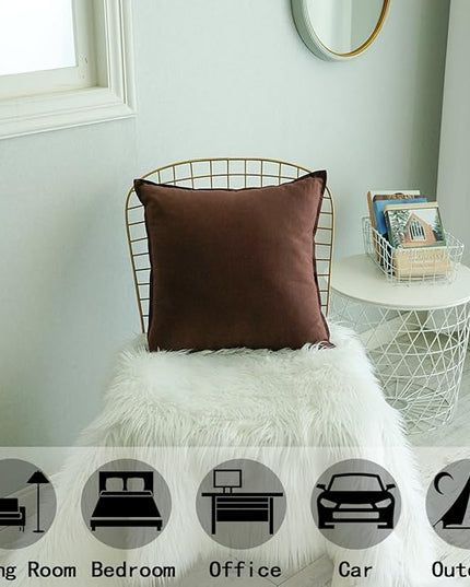Jeanerlor Solid Cotton Linen Decoration Toss Throw Pillow Sham Cushion Case Special Pillow Cover Delicate Decorative Pillowcase for Bed/Chair/Couch, 18"x18"(45 x 45cm),2 Packs, Brown - LeafyLoom