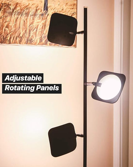 Brightech Tree Floor Lamp for Living Rooms & Offices, Dimmable Standing Lamp for Bedroom Reading, LED Spotlight Floor Lamp, Tall Lamp with Adjustable Panels for Minimal Space Use - Black - LeafyLoom