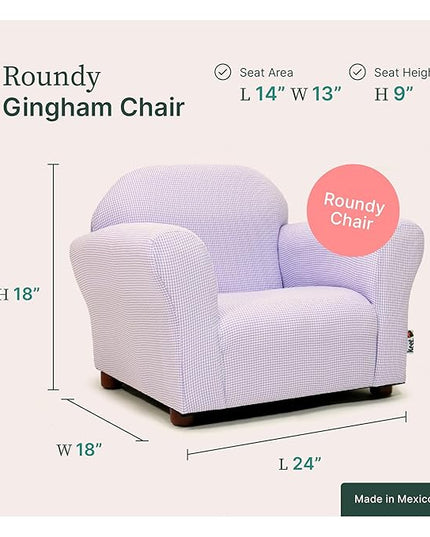 KEET Roundy Kid's Chair, Gingham Chair Only, Lavender - LeafyLoom