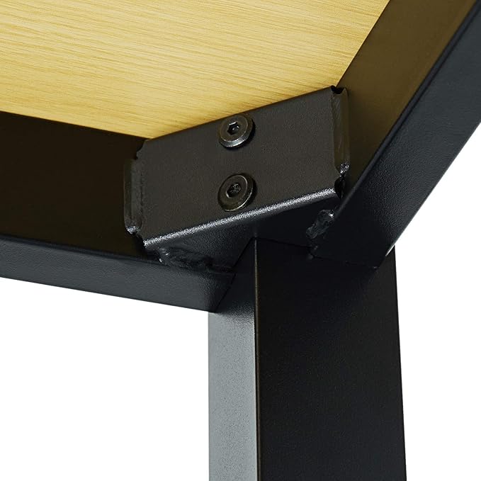 Computer Desk 47" PC Laptop Study Table Office Desk Workstation for Home Office,with Leg Bars,Modern Industrial Style,Oak Board Black Leg - LeafyLoom