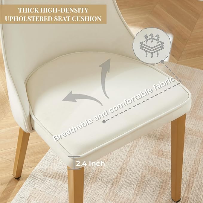Dining Chairs Set of 2, Modern and Minimalist Leisure Backrest Velvet Chairs. Leisure Upholstered Velvet Dining Chair with Gold Metal Chromed Legs - LeafyLoom