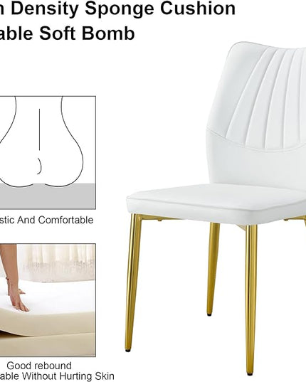 NicBex Dining Chairs Set of 4 Modern Faux Leather High Back Dining Chair Dining Room Kitchen Chairs with Golden Metal Legs,Chairs for Dining Room, Kitchen,Living Room, and Restaurants,White - LeafyLoom