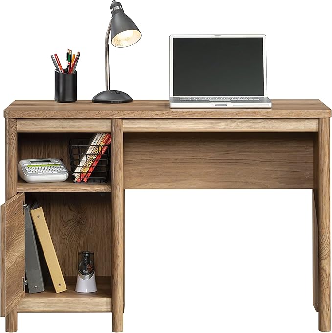Sauder Dover Edge Home Office Desk, L: 43.15" x W: 17.24" x H: 29.09", Timber Oak - LeafyLoom