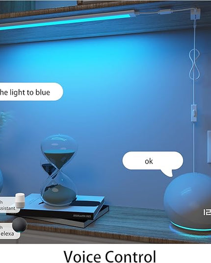 LED Light Bar,Plug-in, Dimmable, Adjustable White & RGB Color Changing, Alexa, Google Home Enabled Remote Counter Lights for Kitchen, Shelf, Cupboard, Desk, Monitor (1-Bar 12 Inch Kit) LAMPAOUS
