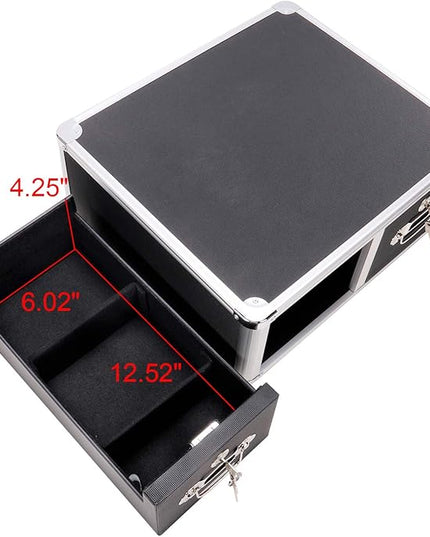 Vaultz® Locking Index Card Cabinet for 4" x 6" Cards, 2-Drawer, 6 3/4" H x 14" W x 16" D, Black - LeafyLoom