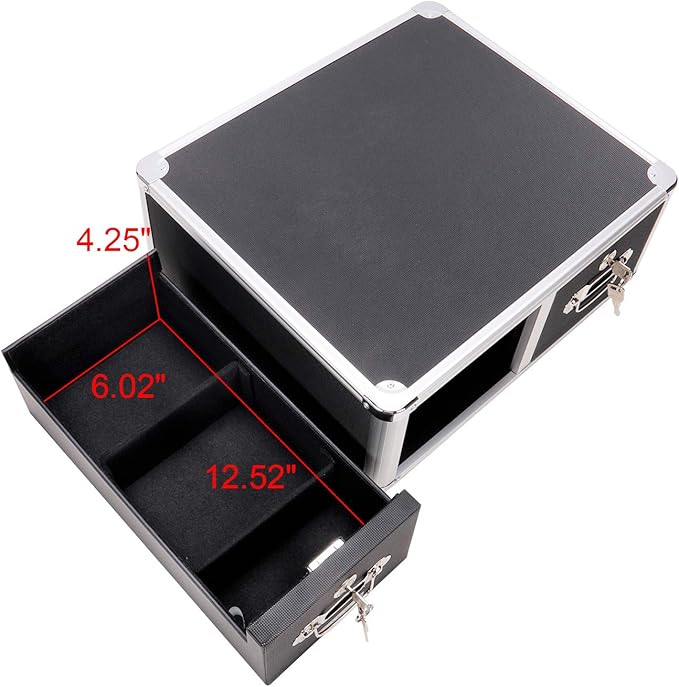 Vaultz® Locking Index Card Cabinet for 4" x 6" Cards, 2-Drawer, 6 3/4" H x 14" W x 16" D, Black - LeafyLoom