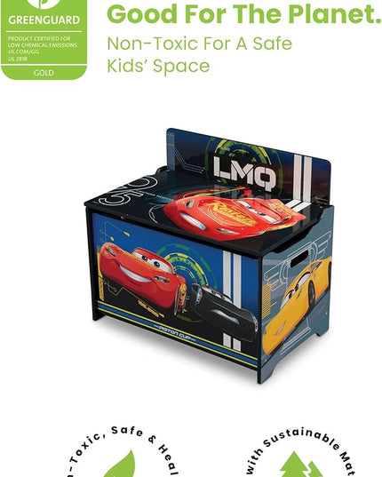 Delta Children Deluxe Toy Box, Disney/Pixar Cars - LeafyLoom