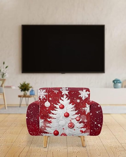 FKELYI Christmas Tree Sofa Furniture Protector Easy Going Stretch Sofa Slipcover Non-Slip Sofa Couch Cover Washable Sofa Slipcovers S FKELYI