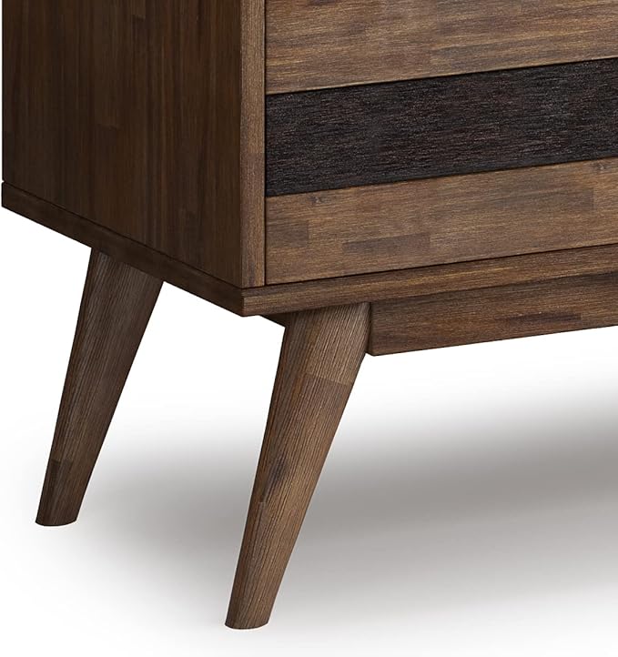 SIMPLIHOME Clarkson SOLID ACACIA WOOD 60 Inch Wide Mid Century Design TV Media Stand in Rustic Natural Aged Brown for TVs up to 65 Inches, For the Living Room and Entertainment Center - LeafyLoom