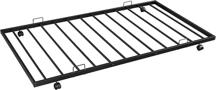 Twin Size Metal-Daybed with Trundle,Heavy-duty Sturdy Metal,Noise Reduced,Trundle-bed for Flexible Space,Vintage Style,No Box Spring Needed,Bedroom Living Room Furniture,Black - LeafyLoom
