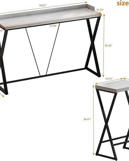 NicBex Kitchen Table Set Dining Room Set Modern Design Kitchen Dining Table, Pub Table with X-Shaped Table Legs, Long Dining Table Set with 3 Stools, Easy Assemble, Gray - LeafyLoom