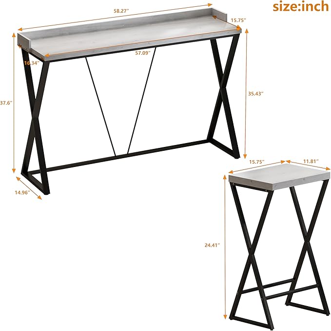 NicBex Kitchen Table Set Dining Room Set Modern Design Kitchen Dining Table, Pub Table with X-Shaped Table Legs, Long Dining Table Set with 3 Stools, Easy Assemble, Gray - LeafyLoom