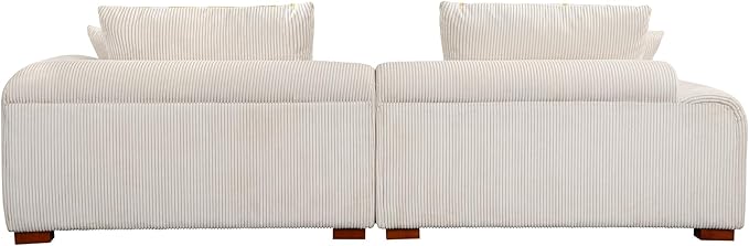 Oversized 4 Seaters Corduroy Upholstery Modular Cloud Sectional Sofa Couch,Modern Living Room Deep Seat Upholstered TV Sofa&Couch with 4PCS Pillows and Rubber Wood Legs for Home Apartment - LeafyLoom