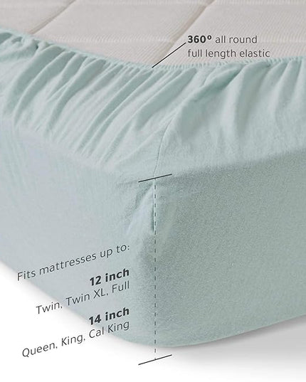 Comfort Spaces Cotton Flannel Breathable Warm Deep Pocket Sheets with Pillow Case Bedding, Queen, Aqua Solid 4 Piece - LeafyLoom