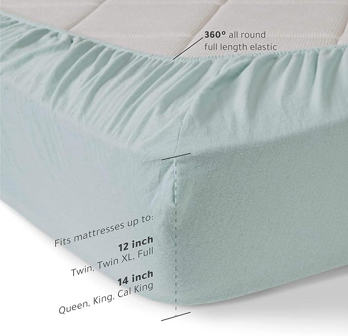 Comfort Spaces Cotton Flannel Breathable Warm Deep Pocket Sheets with Pillow Case Bedding, Queen, Aqua Solid 4 Piece - LeafyLoom