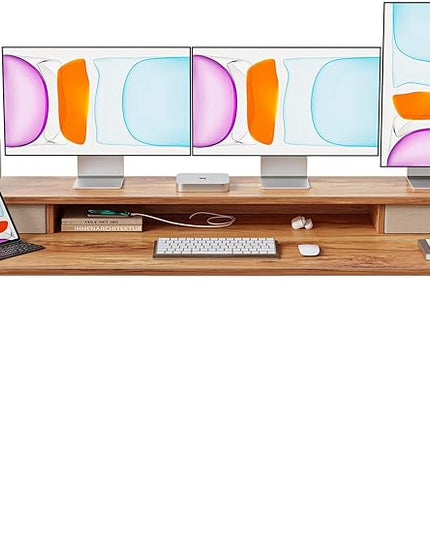 BANTI 60x24 Inch Electric Standing Desk with Double Drawers, Adjustable Height Stand Up Desk, Sit Stand Home Office Desk with Storage Shelf, Light Rustic Brown Top - LeafyLoom