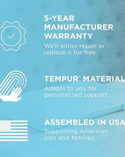TEMPUR-ProForm + Cooling ProLo Pillow, Memory Foam, Queen, 5-Year Limited Warranty,Blue - LeafyLoom