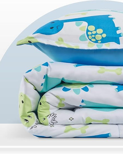 SLEEP ZONE Kids Bedding Twin Comforter Set - Cute Printed for Boys, Girls, Teens, Super Soft, Fade Resistant, Cute Dino, Twin - LeafyLoom