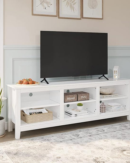 Panana TV Stand with 6 Cubby for 75 inch TV, Television Stands Entertainment Center Media Stand TV Table for Living Room, Bedroom (White 70 inch) - LeafyLoom