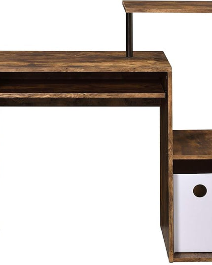 Acme Lyphre Wooden Top Computer Desk in Weathered Oak and Black - LeafyLoom