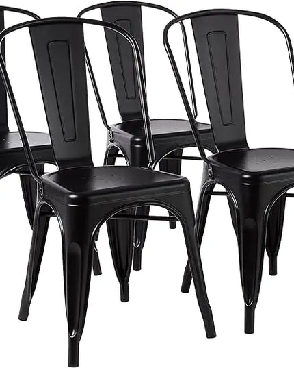 Amazon Basics 33DC01S4-BK Chair, 4 Pack, 20.1"D x 17.1"W x 33.5"H, Matte Black - LeafyLoom
