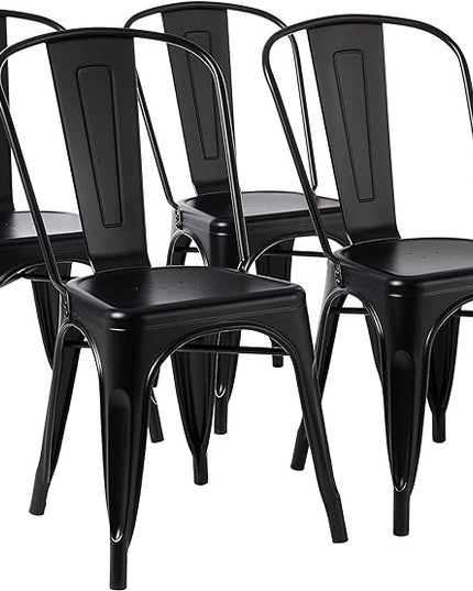 Amazon Basics 33DC01S4-BK Chair, 4 Pack, 20.1"D x 17.1"W x 33.5"H, Matte Black - LeafyLoom