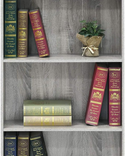 Furinno Basic 3-Tier Bookcase Storage Shelves, French Oak Grey - LeafyLoom