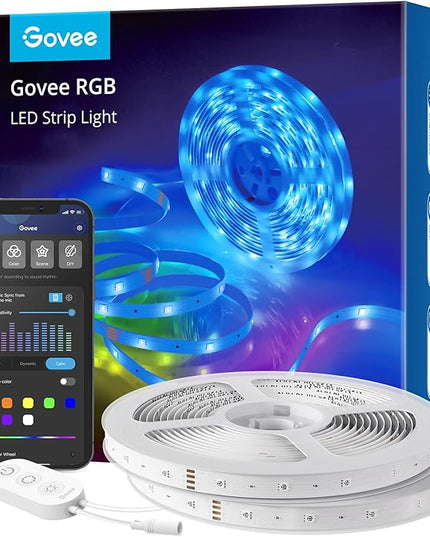 Govee LED Strip Lights 100ft, LED Lights for Bedroom, WiFi RGB LED Lights Work with Alexa and Google Assistant, 64 Modes and Music Sync, Strip Lights for Indoor, Home Decor, 2 Rolls of 50ft Govee
