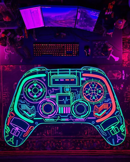 Gaming Rug for Boys Room Decor, Gamer Rugs Glow in The Blacklight Video Game Carpet Teens Playroom Non-Slip Area Rug Game Bedroom Floor Casual Mat (60"x39") - LeafyLoom