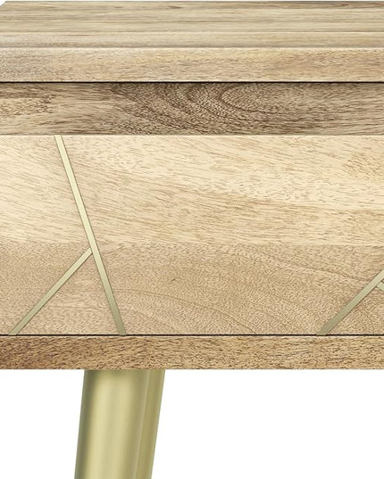 SIMPLIHOME Jager Contemporay Mid Century 22 Inch Wide Metal Side Table in Natural, for The Living Room and Bedroom - LeafyLoom