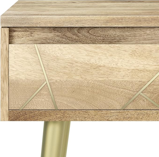 SIMPLIHOME Jager Contemporay Mid Century 22 Inch Wide Metal Side Table in Natural, for The Living Room and Bedroom - LeafyLoom
