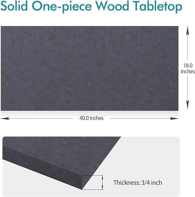 Kaboon Universal Tabletop 40"x18", Solid One-Piece Melamine Table Top, Double Desk L-Desk Floating Desk DIY, Home and Office Countertop, Greylish Blue - LeafyLoom