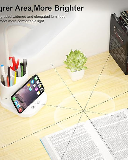 DEEPLITE Desk Lamp,Battery Operated Desk Lamps for Home Office, Rechargeable Desk Study Light for Dorm, 800 Lm, 3 Lighting Modes, CordlessTable Lamp with Pen Holder, Eye-Caring Reading Lamp. - LeafyLoom