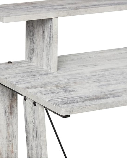 Acme Nypho Wooden 2 Shelves Writing Desk in Antique White and Black - LeafyLoom