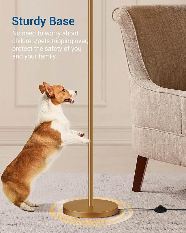 DEWENWILS Gold Arched Floor Lamps for Living Room, Boho Standing Arc Lamp with Adjustable Lampshade, Mid Century Modern Reading Light with Foot Switch for Bedroom, Home Office, Nursery - LeafyLoom