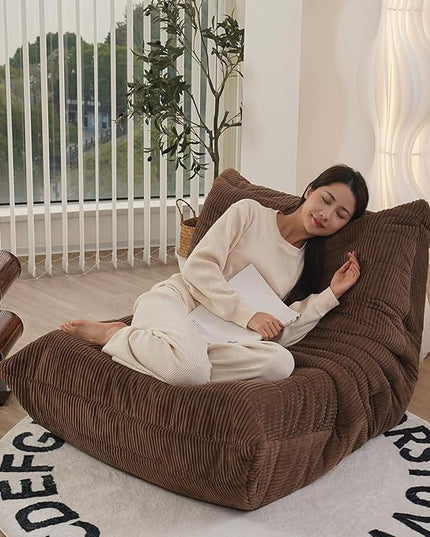 N&V Fireside Chair, Mid Century Armless Floor Sofa, Soft Premium Corduroy Floor Lounge Chair, Foam Sofa Accent Chair for Living Room Bedroom and Office Harbour Grey - LeafyLoom
