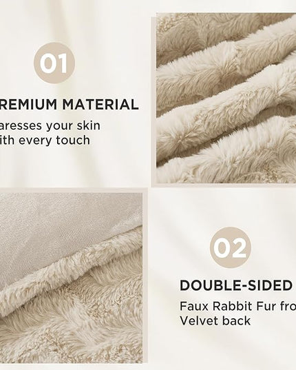 Andency Beige Fleece Comforter Set Full, 3 Pieces Fuzzy Shaggy Faux Fur Bedding Comforter Set, Warm Soft Plush Fluffy Sherpa Bed Comforter Set for Winter - LeafyLoom