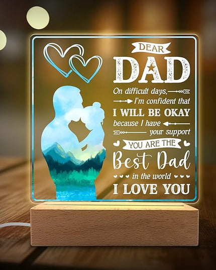 You are Best Dad in The World Acrylic Night Light Gifts for Daddy on Fathers Day, Christmas, Birthday from Son, Daughter - LeafyLoom