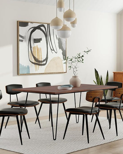 SIMPLIHOME Hunter SOLID MANGO WOOD and Metal Rectangle Industrial Table for The Dining Room, 66 inch, Umber Brown - LeafyLoom