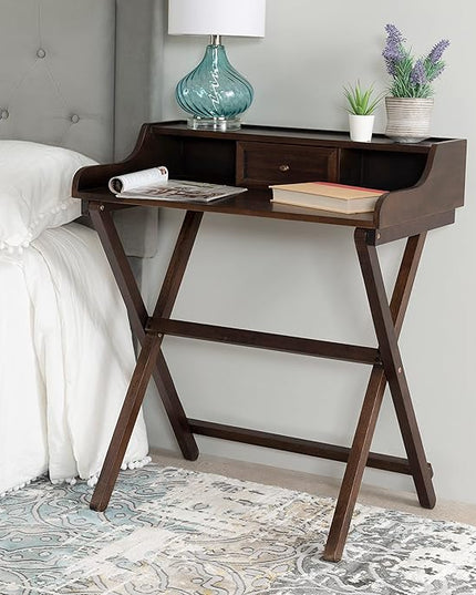 Linon Mable Folding Desk, Walnut - LeafyLoom