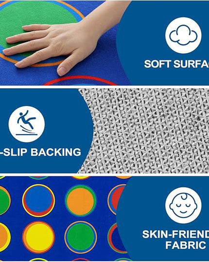 LIVEBOX Sitting Spots Kids Rug for Classroom, Washable School Learning Area Rugs, Colorful Preschool Kids Classroom Carpet Non-Slip Playroom Mat for Daycare Learning,13'x7'5"(Seats-24) - LeafyLoom