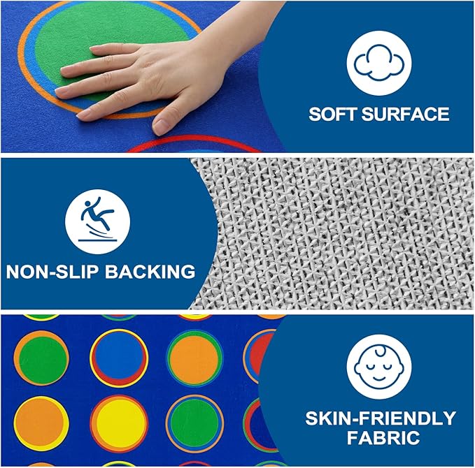 LIVEBOX Sitting Spots Kids Rug for Classroom, Washable School Learning Area Rugs, Colorful Preschool Kids Classroom Carpet Non-Slip Playroom Mat for Daycare Learning,13'x7'5"(Seats-24) - LeafyLoom